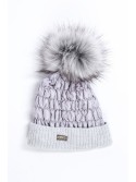 Wintermütze aus Baumwolle mit Bommel, hellgrau C31 - Online-Shop - Boutique